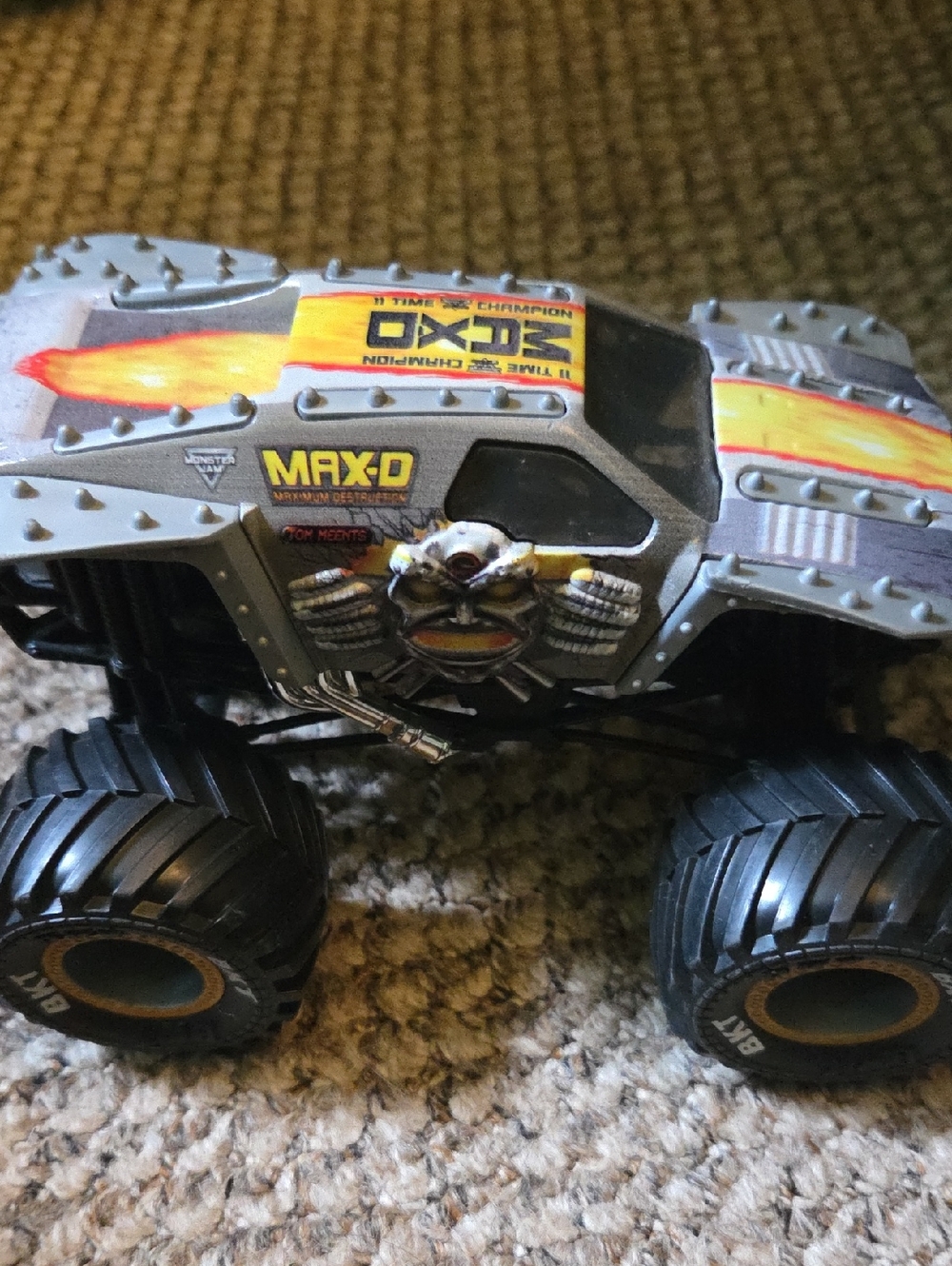 MaxD Monster Truck Toy - Gray with Yellow & Orange Flames